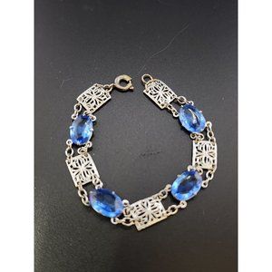 Antique Art Deco Filigree Rhodium Plated Bracelet (A3972)